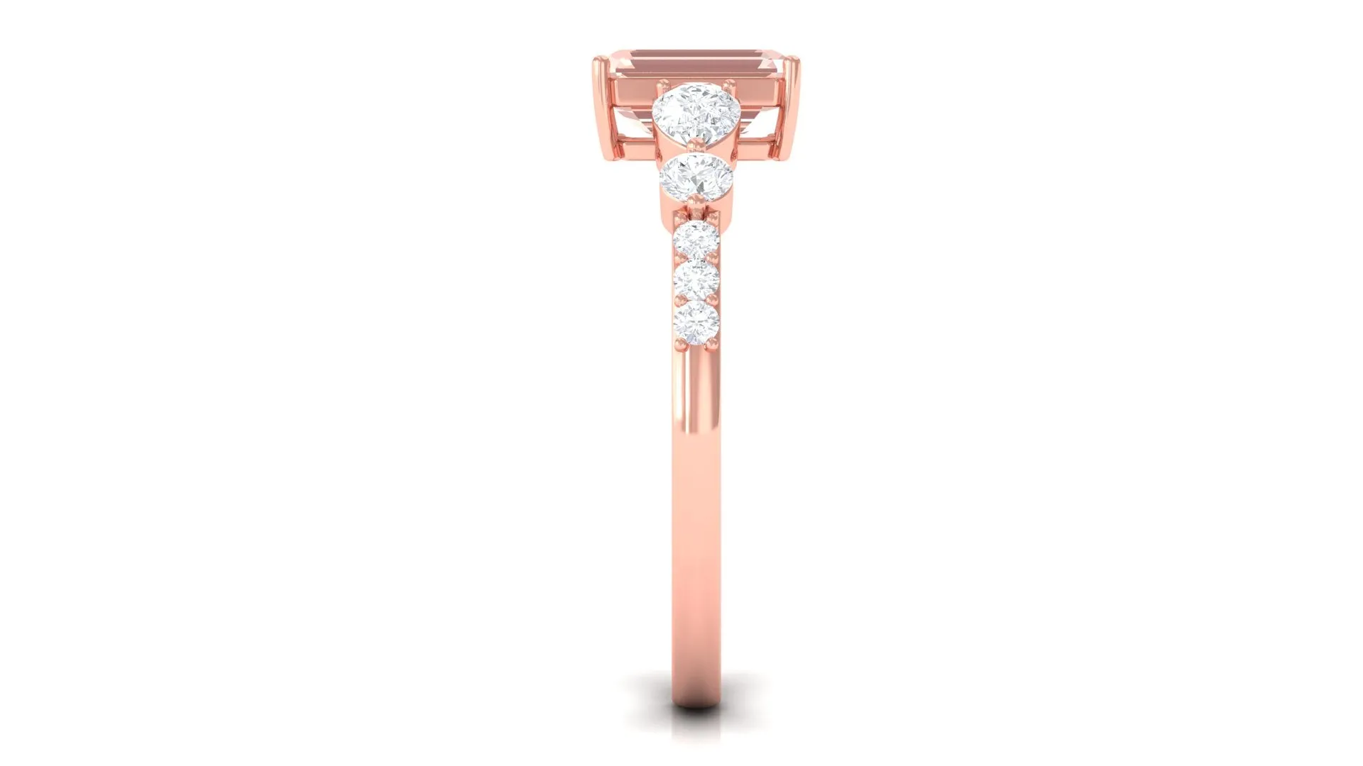 Solitaire Morganite Engagement Ring with Diamond Side Stones