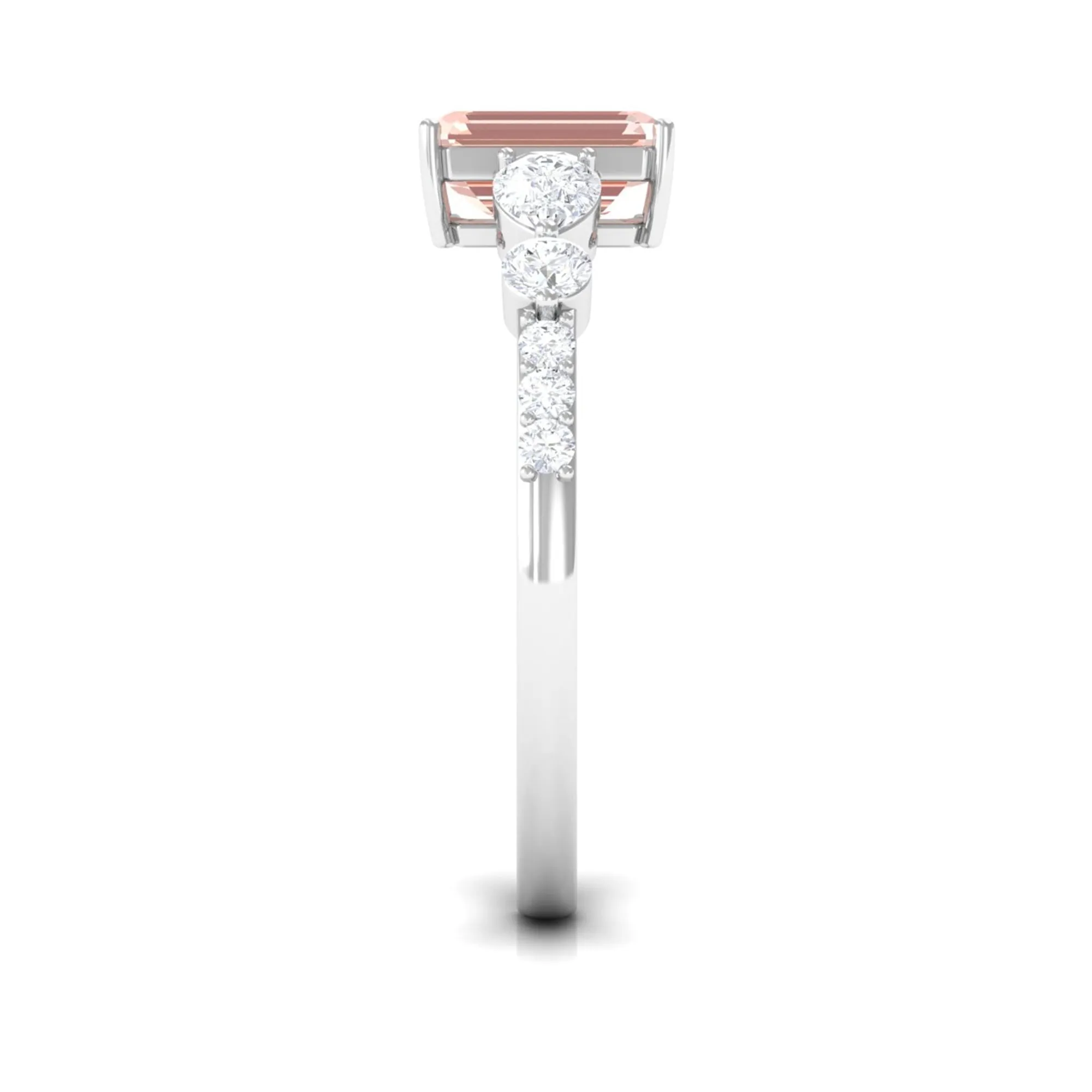 Solitaire Morganite Engagement Ring with Diamond Side Stones