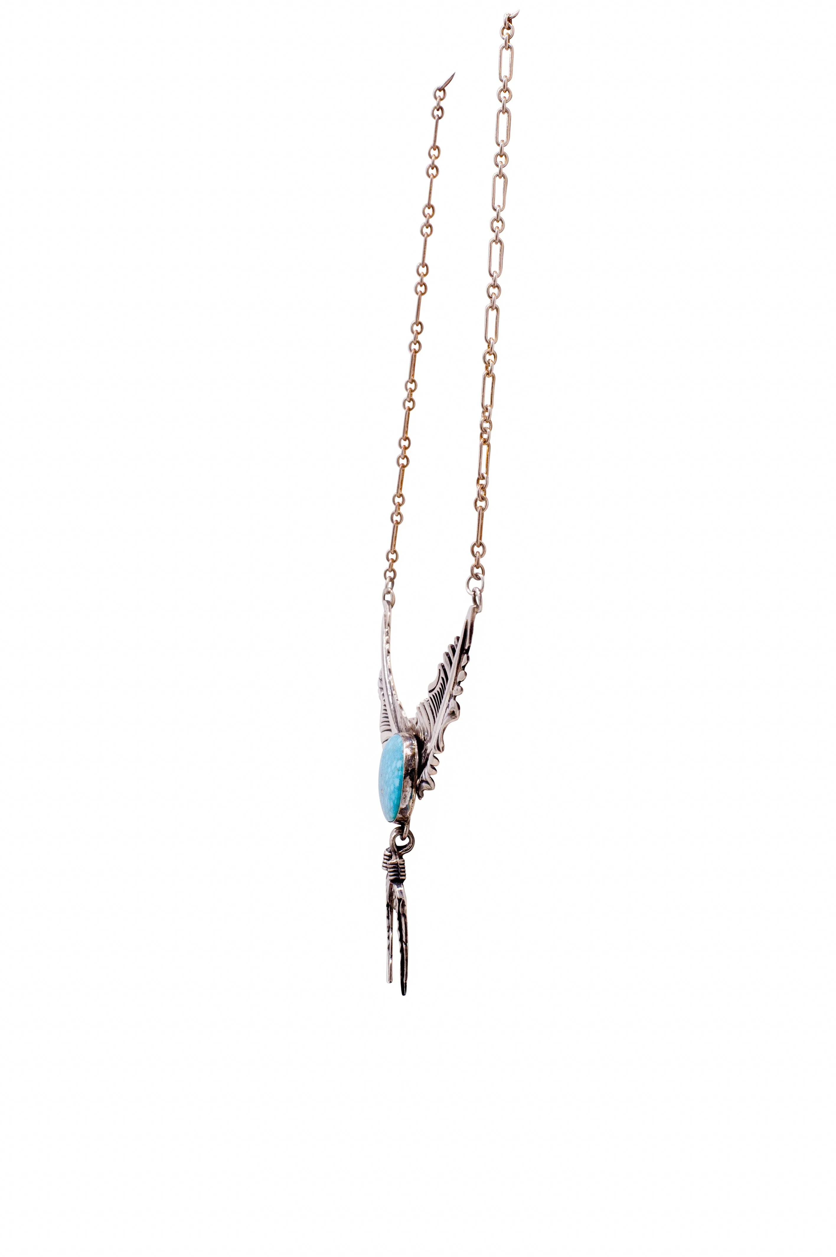 Spiderweb Kingman Feather Necklace | Bernita Begay