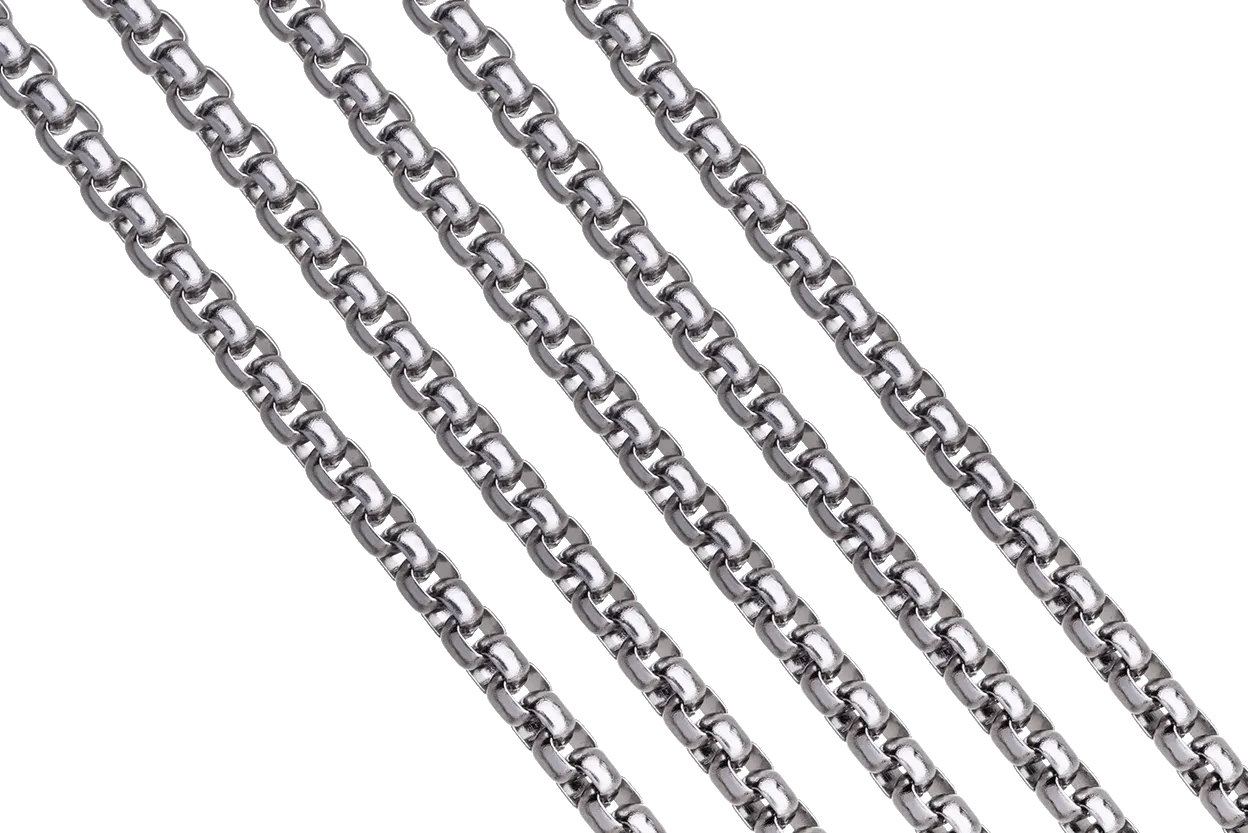 Stainless Steel Venetian Rounded Box Chain  2.9mm sold by the Foot - CH 146SS