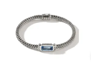 Sterling Silver Aquamarine Icon Chain Bracelet