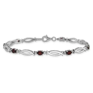 Sterling Silver Oval Gemstone and Diamond Link Design Bracelets