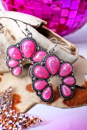 Stonegate Pink Opal Naja Silvertone Earrings