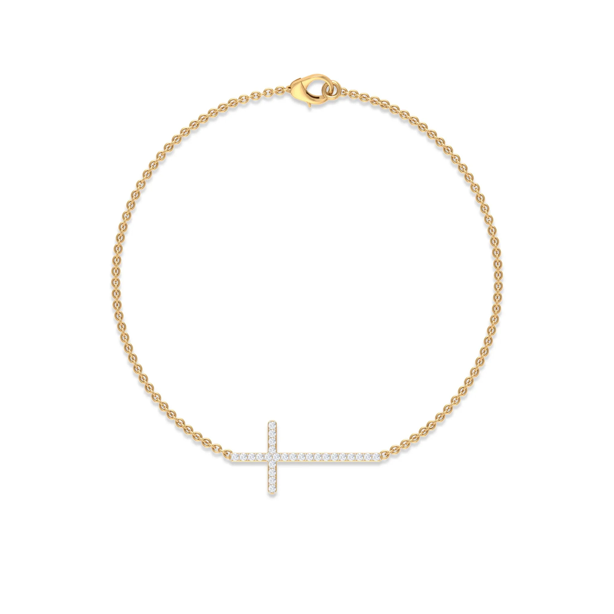 Surface Prong Set Diamond Cross Chain Bracelet