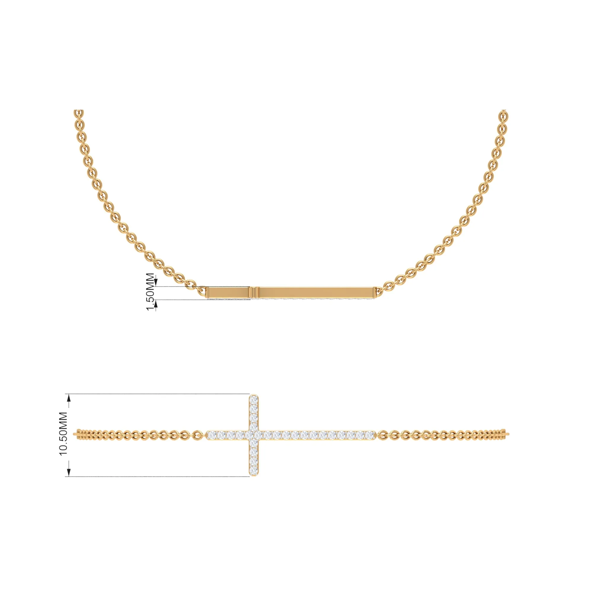 Surface Prong Set Diamond Cross Chain Bracelet