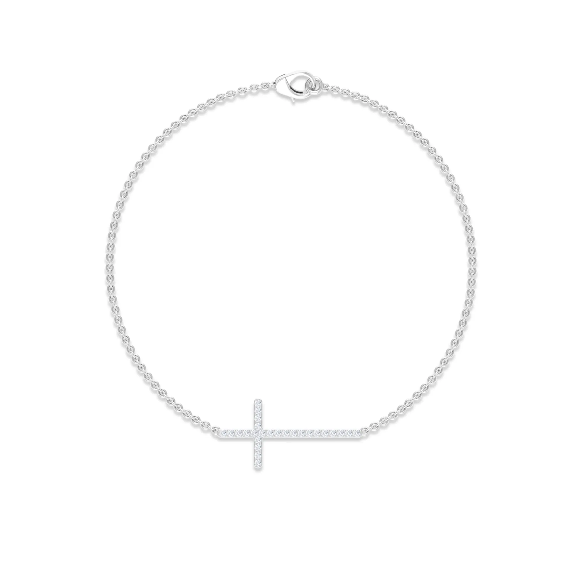 Surface Prong Set Diamond Cross Chain Bracelet