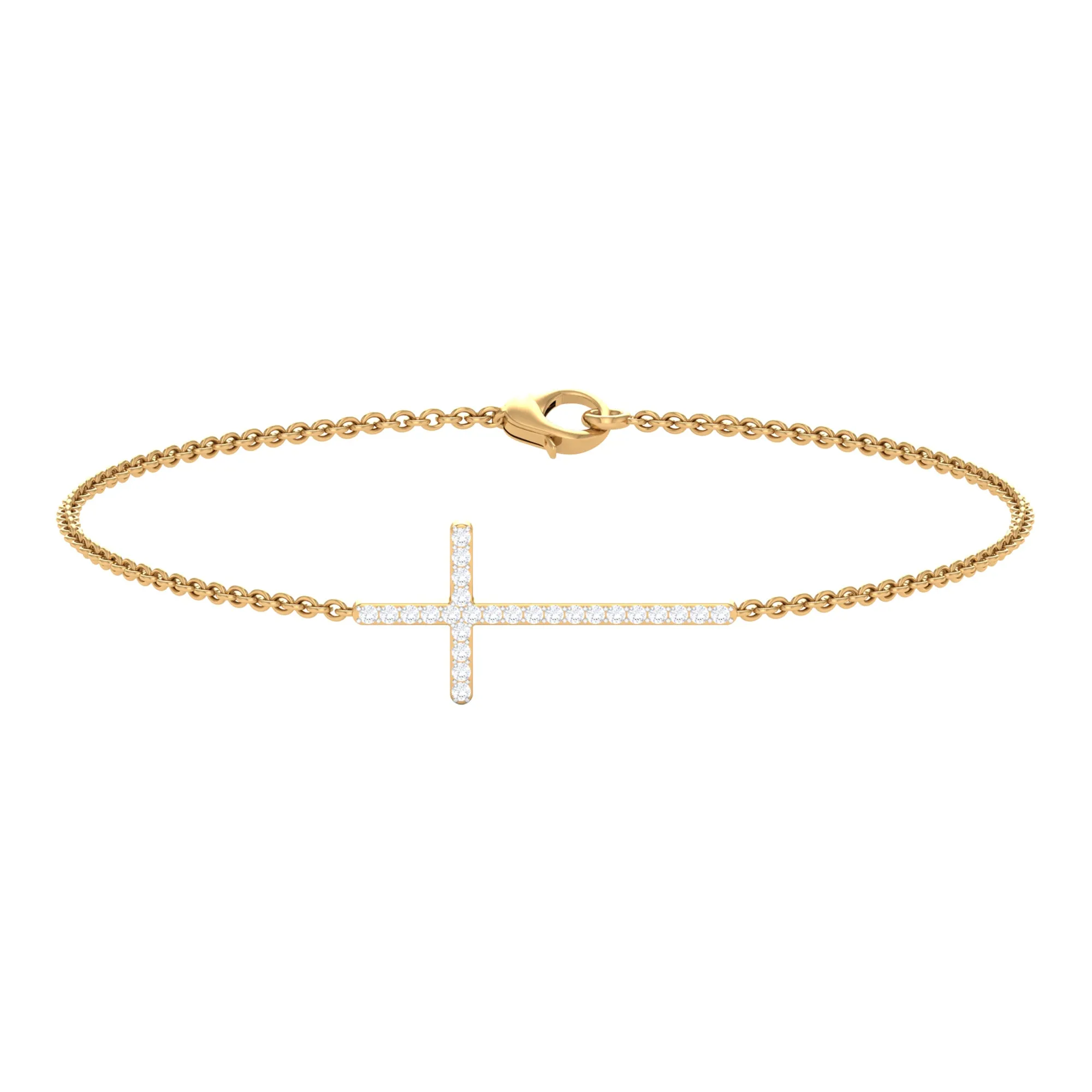 Surface Prong Set Diamond Cross Chain Bracelet