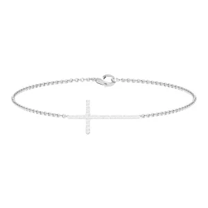 Surface Prong Set Diamond Cross Chain Bracelet