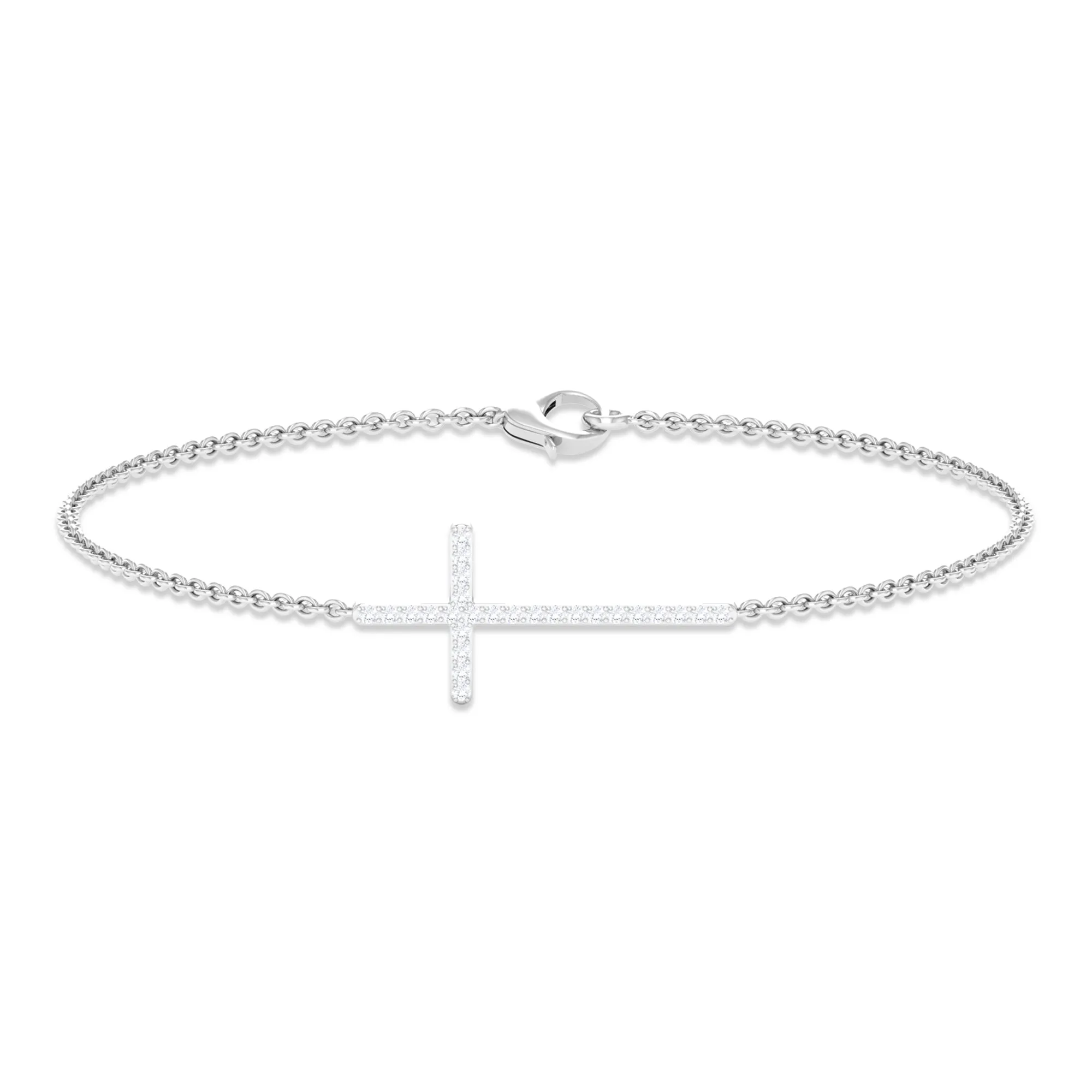 Surface Prong Set Diamond Cross Chain Bracelet
