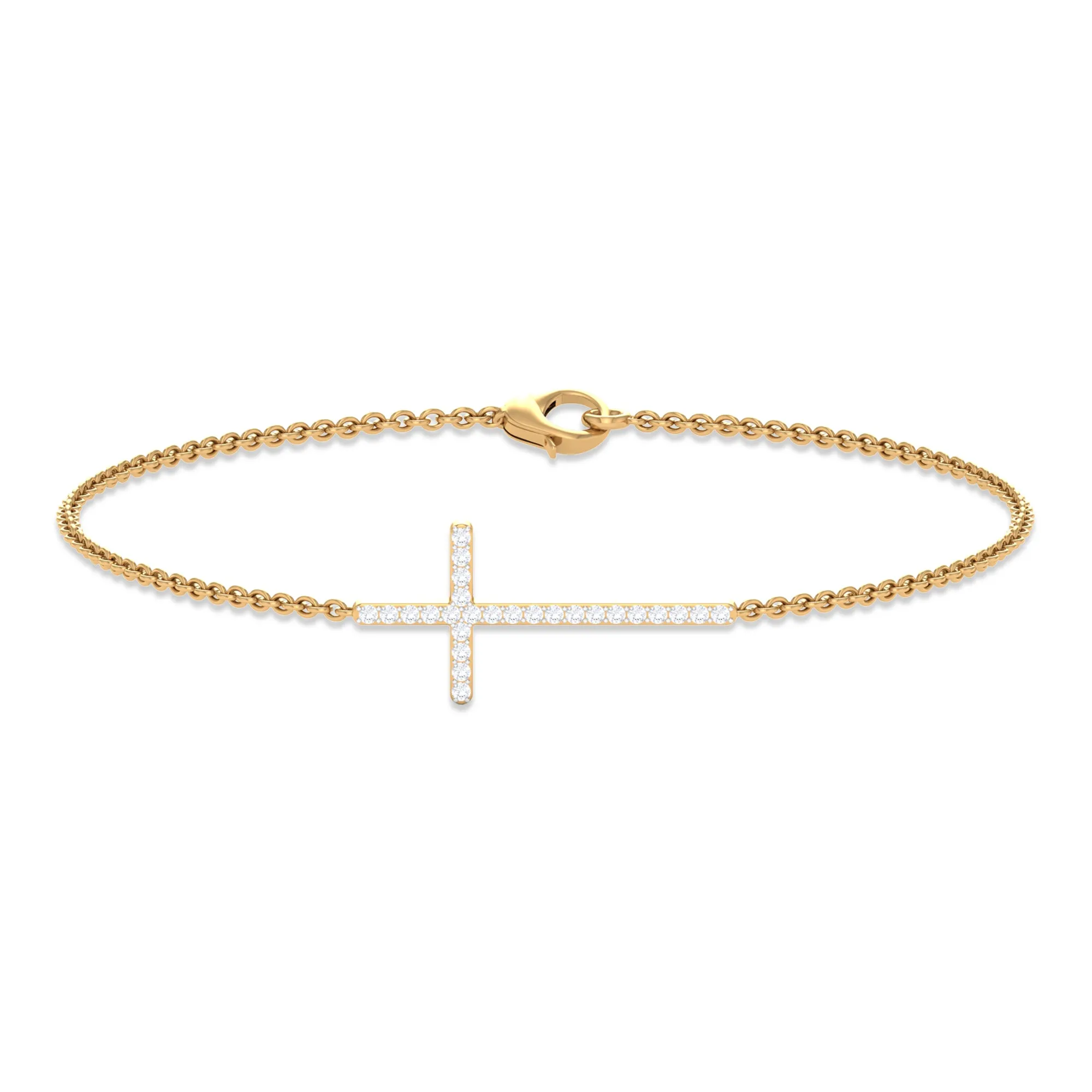 Surface Prong Set Diamond Cross Chain Bracelet