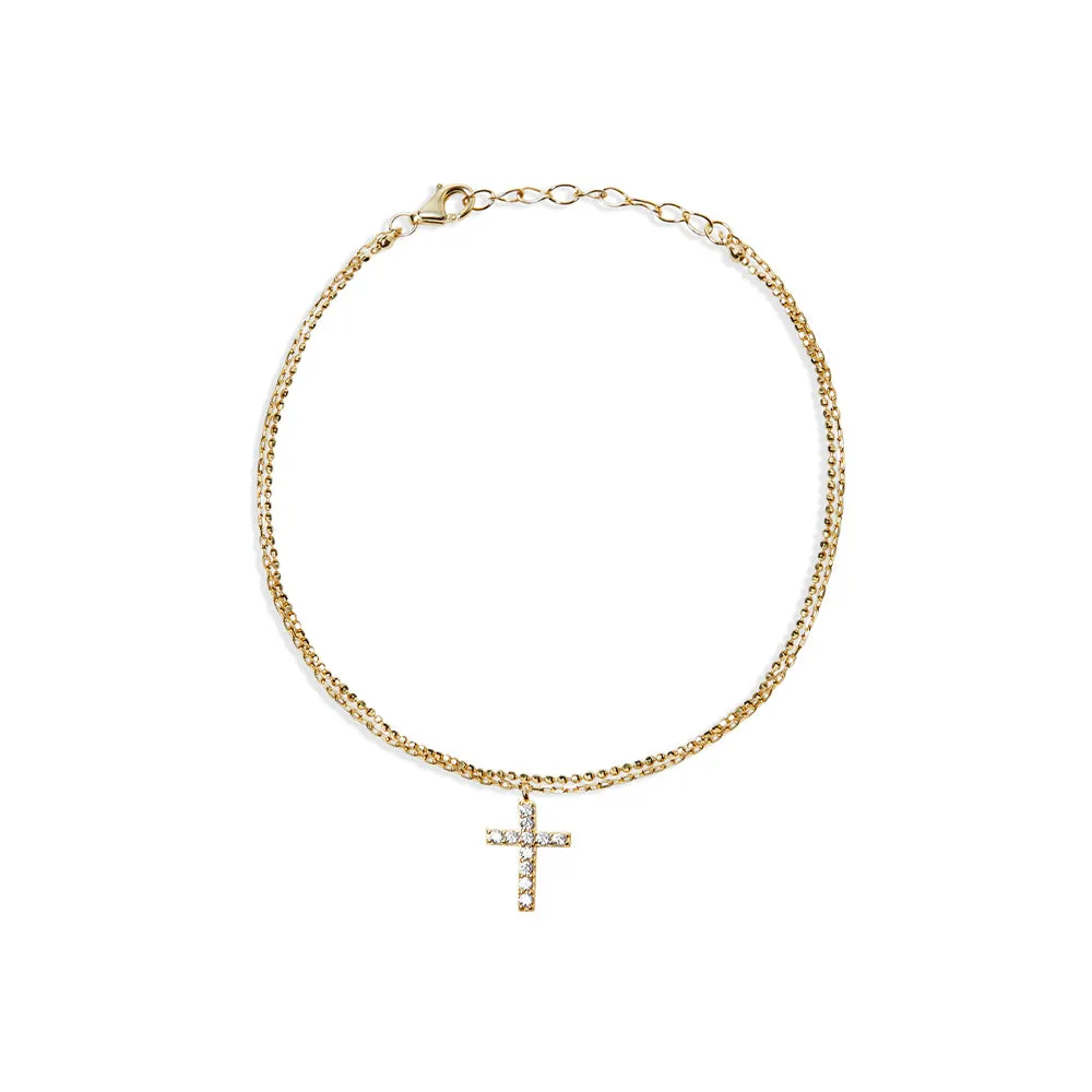 THE DOUBLE CHAIN CROSS BRACELET