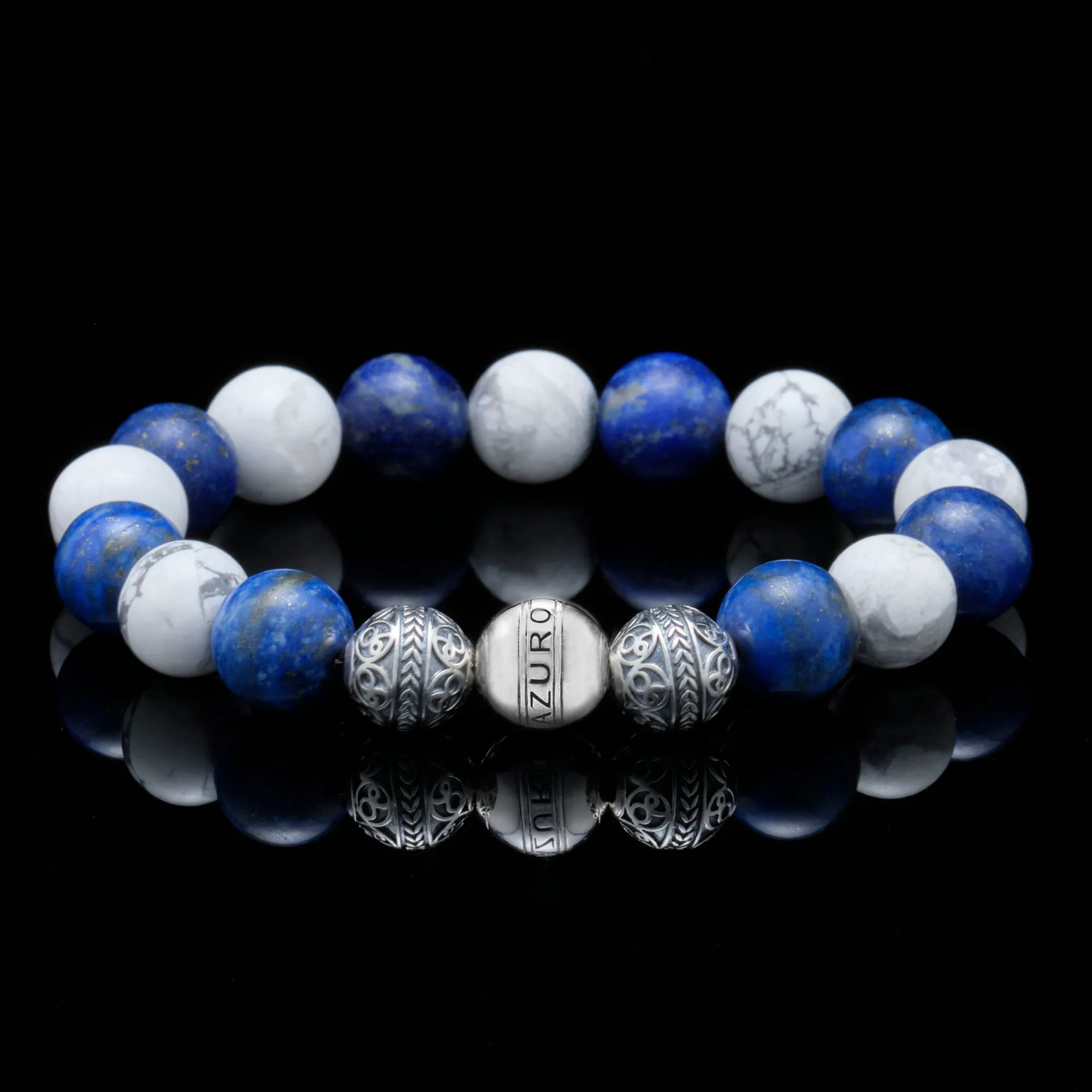 The Navigator | Silver Howlite Lapiz Lazuli Beaded Bracelet