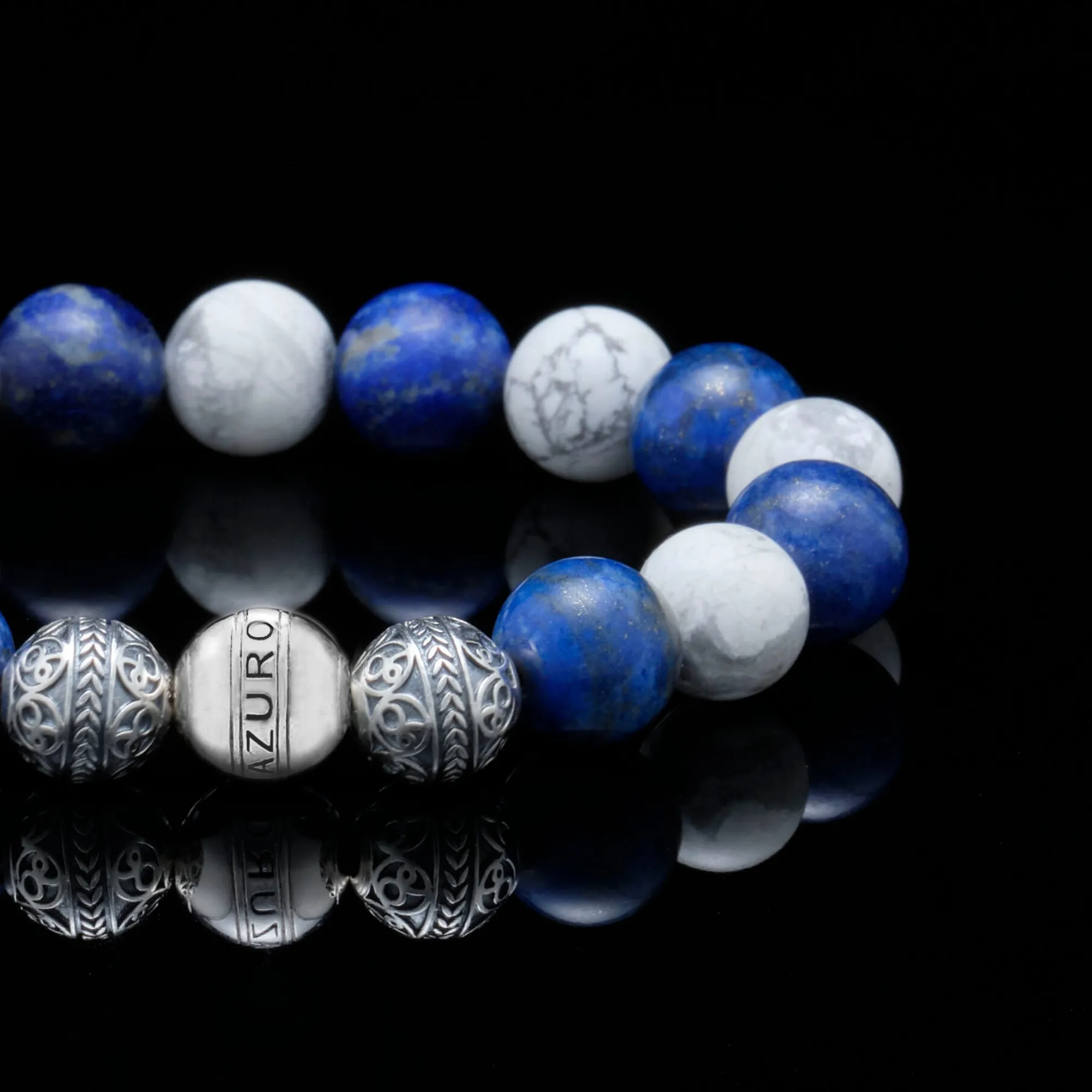 The Navigator | Silver Howlite Lapiz Lazuli Beaded Bracelet