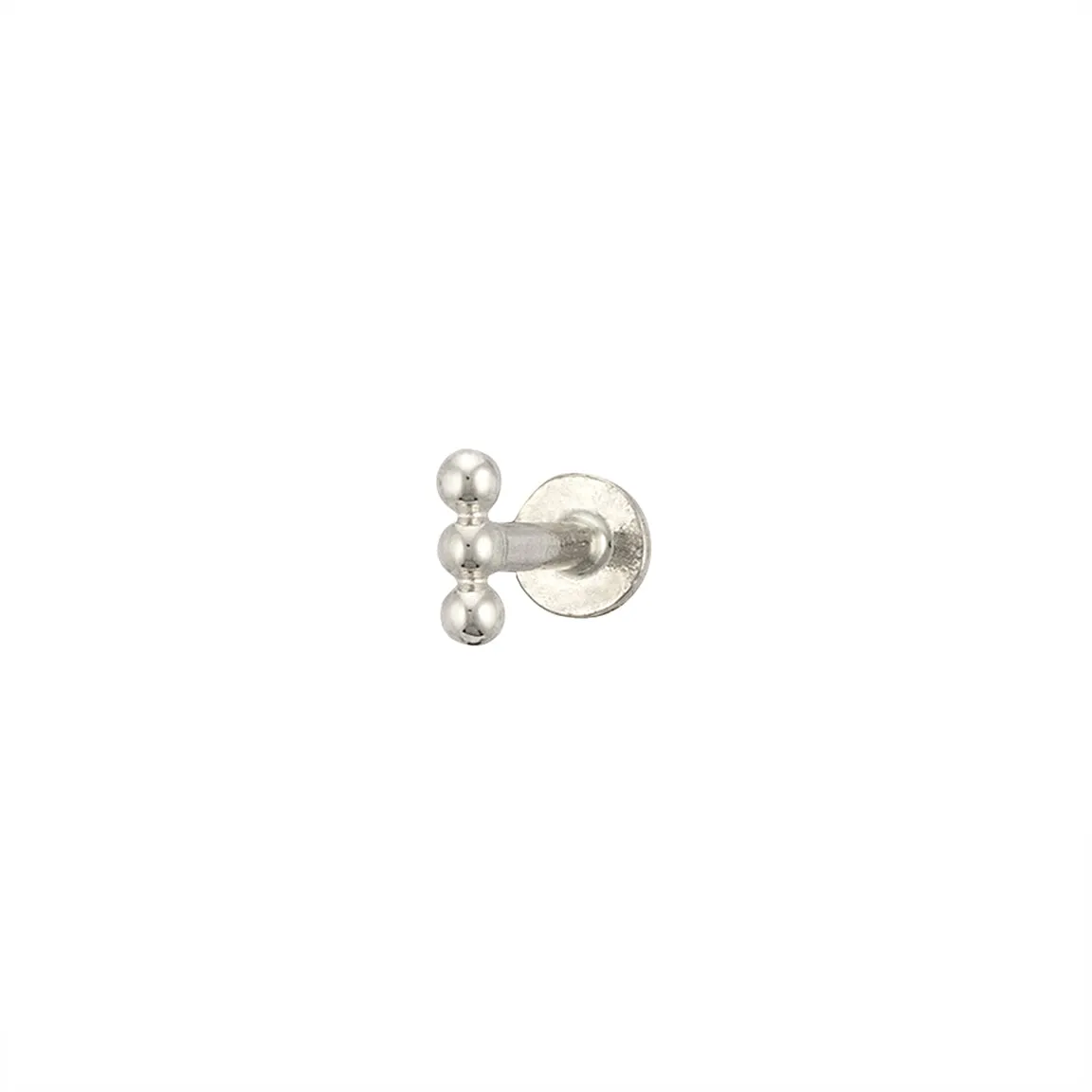 Three Bead Flat Back Stud in 14k Gold
