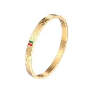 Trendy Bangle for Women Red and Green Charm Stainless Steel Gold Plating Jewelry Lover Bangle Luxury