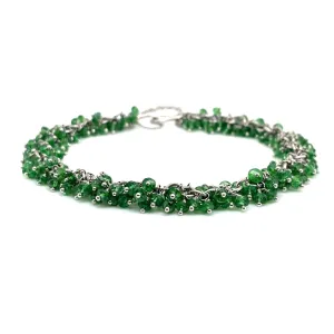 Tsavorite Garnet Faceted Bead Bracelet in 18k white gold