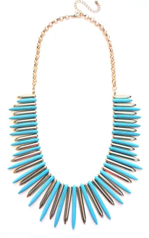 Turquoise & Gold Spike Statement Necklace