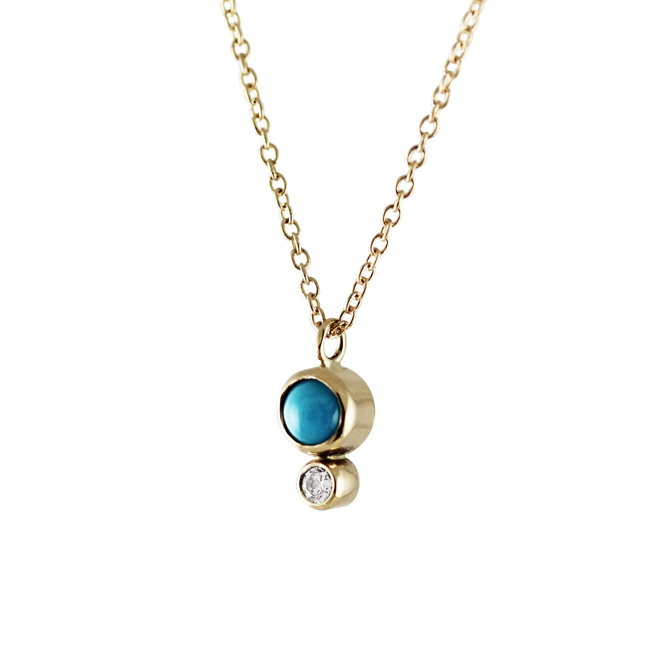 TURQUOISE BEZEL WITH DIAMOND NECKLACE