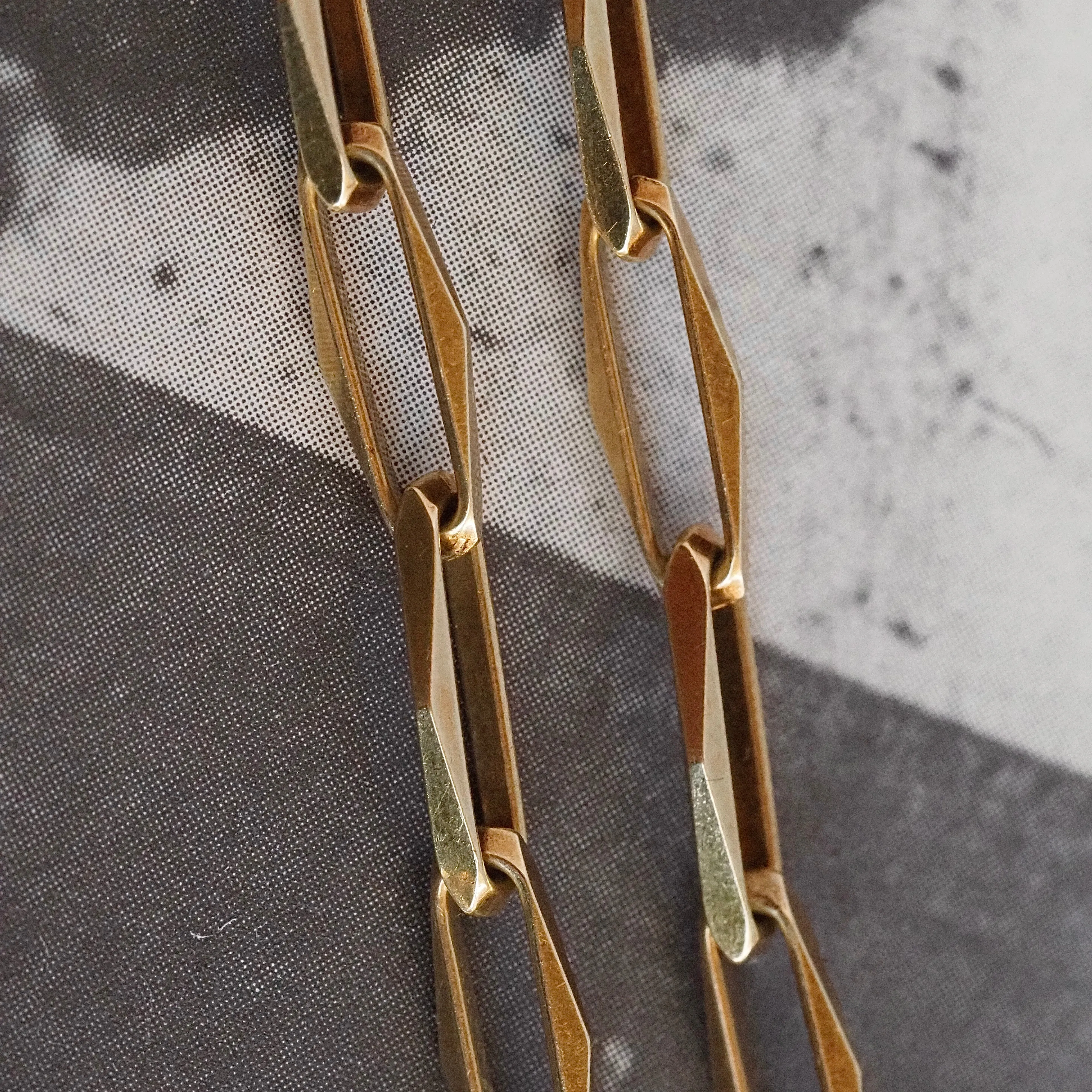 Vintage Dutch 14k Gold Solid Faceted Paperclip Chain Bracelet