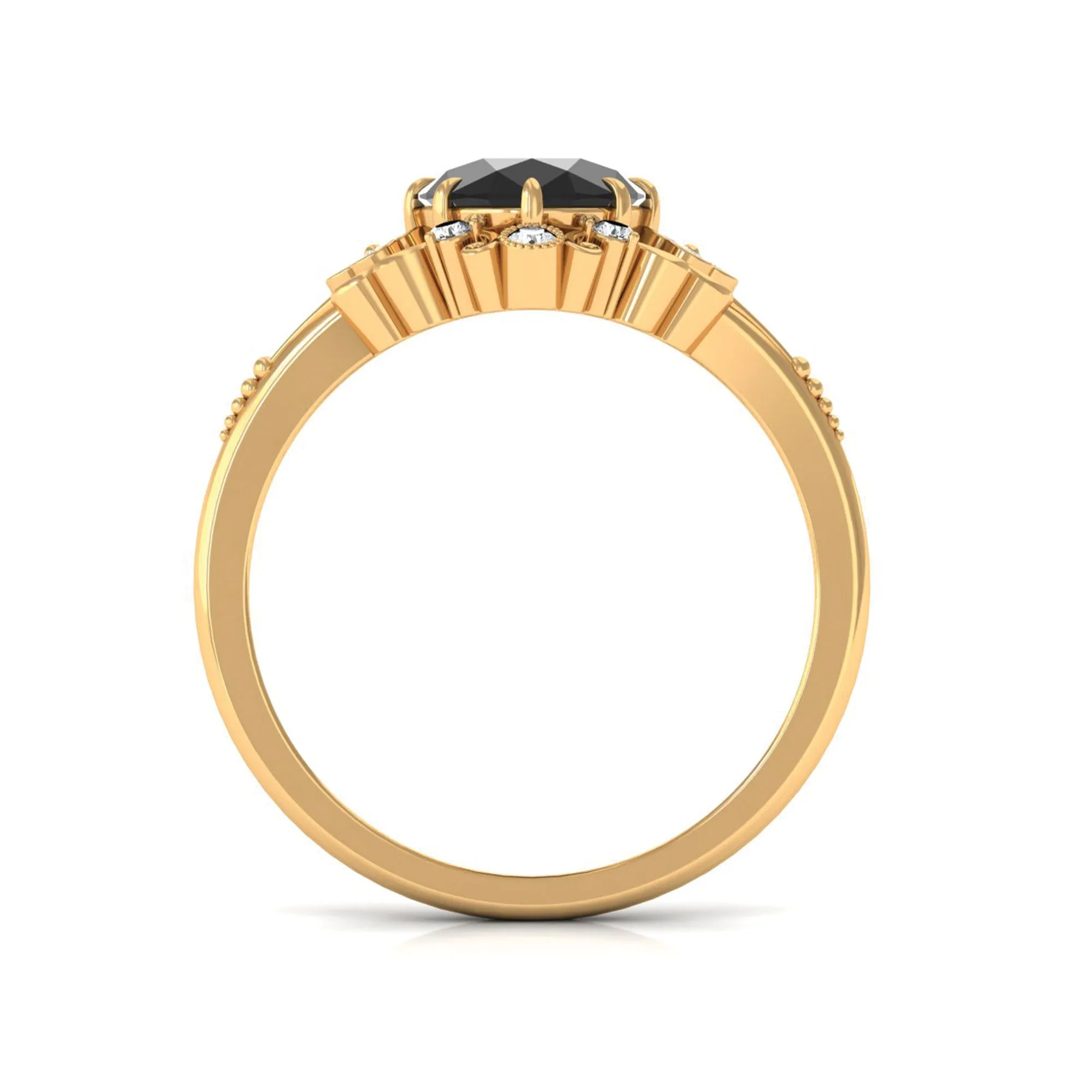 Vintage Inspired Black Onyx Engagement Ring with Diamond