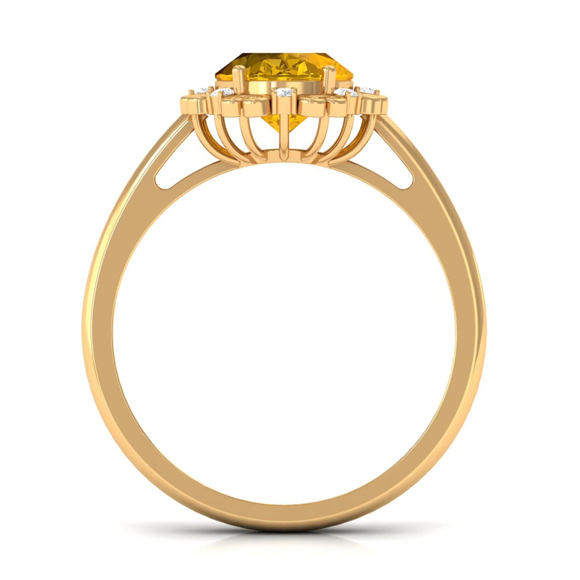 Vintage Inspired Lab Grown Yellow Sapphire Oval Engagement Ring