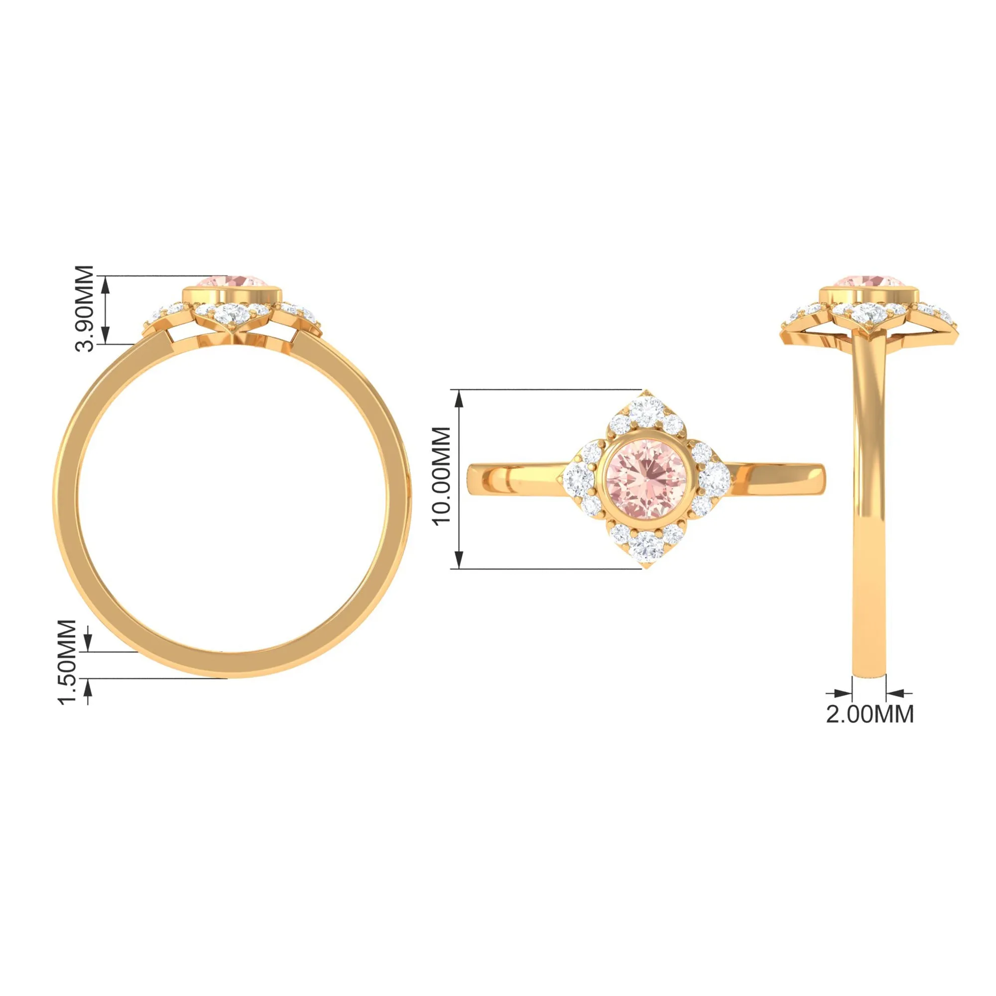 Vintage Morganite Flower Engagement Ring with Diamond