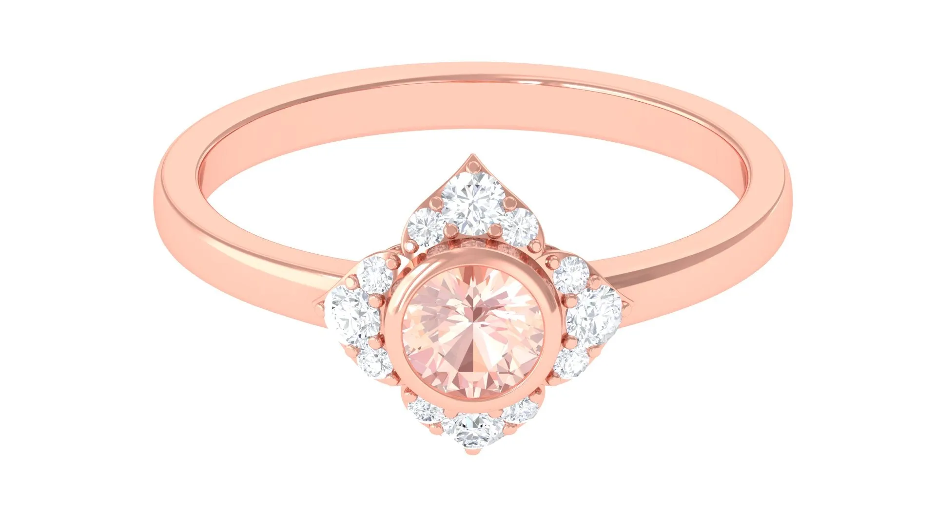 Vintage Morganite Flower Engagement Ring with Diamond