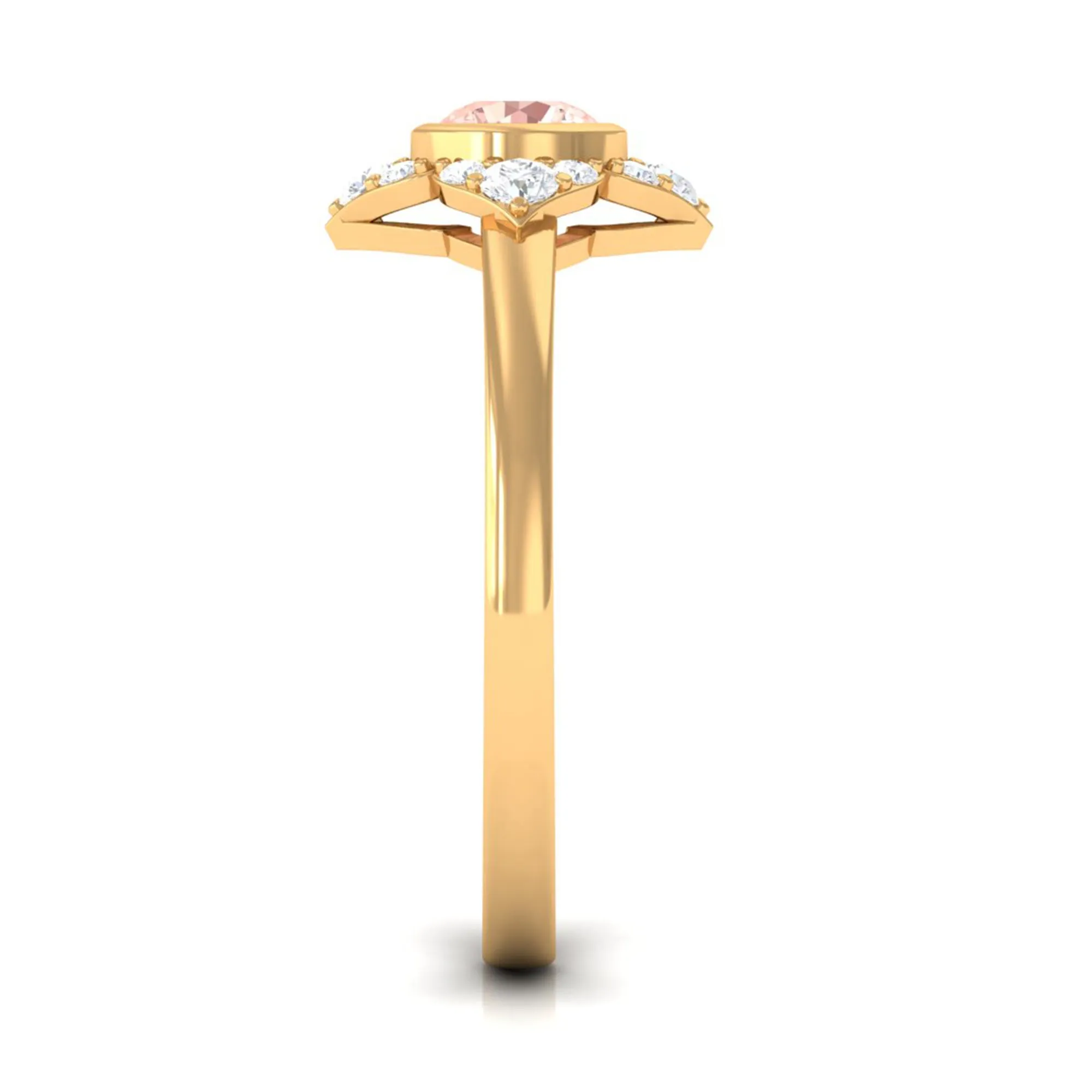 Vintage Morganite Flower Engagement Ring with Diamond