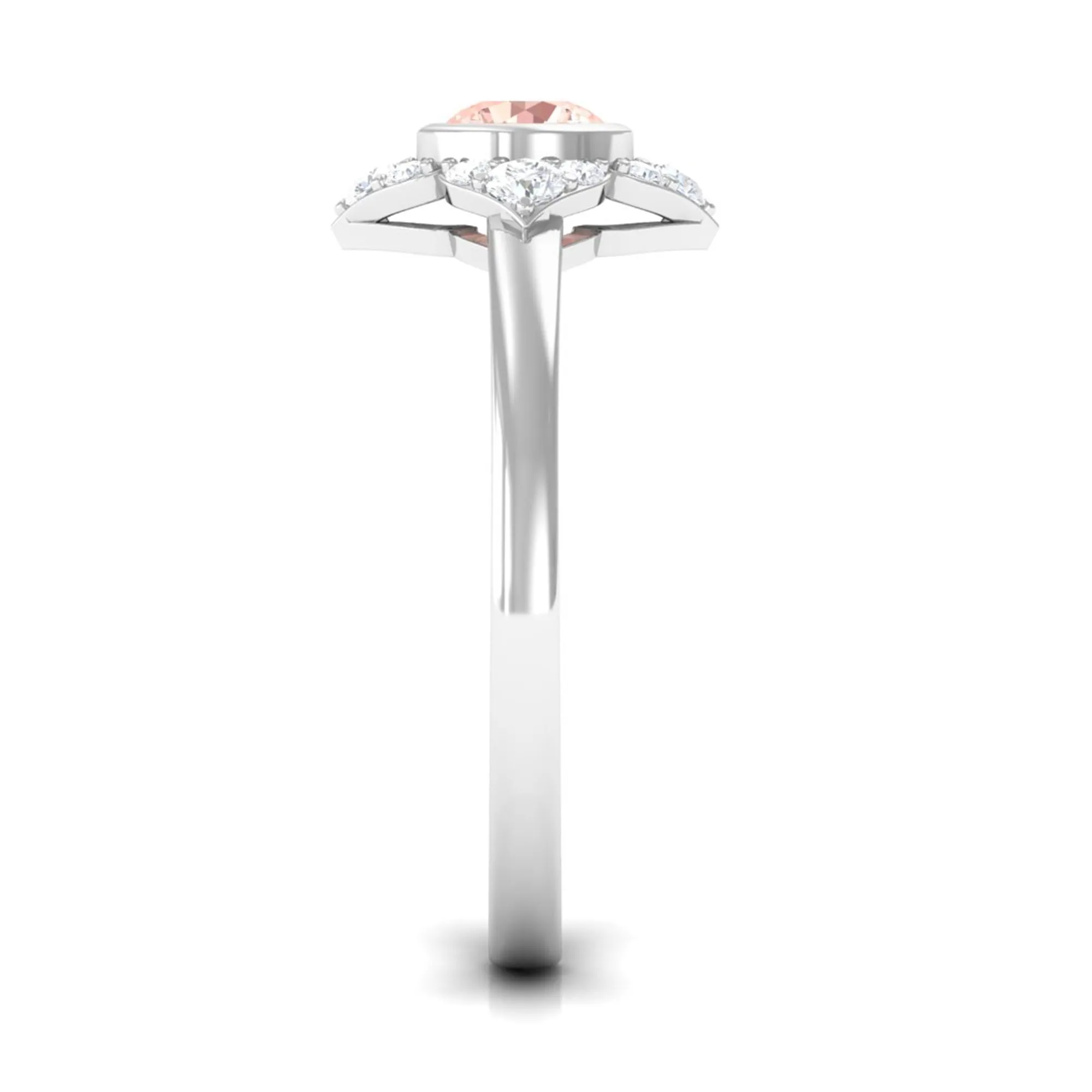 Vintage Morganite Flower Engagement Ring with Diamond