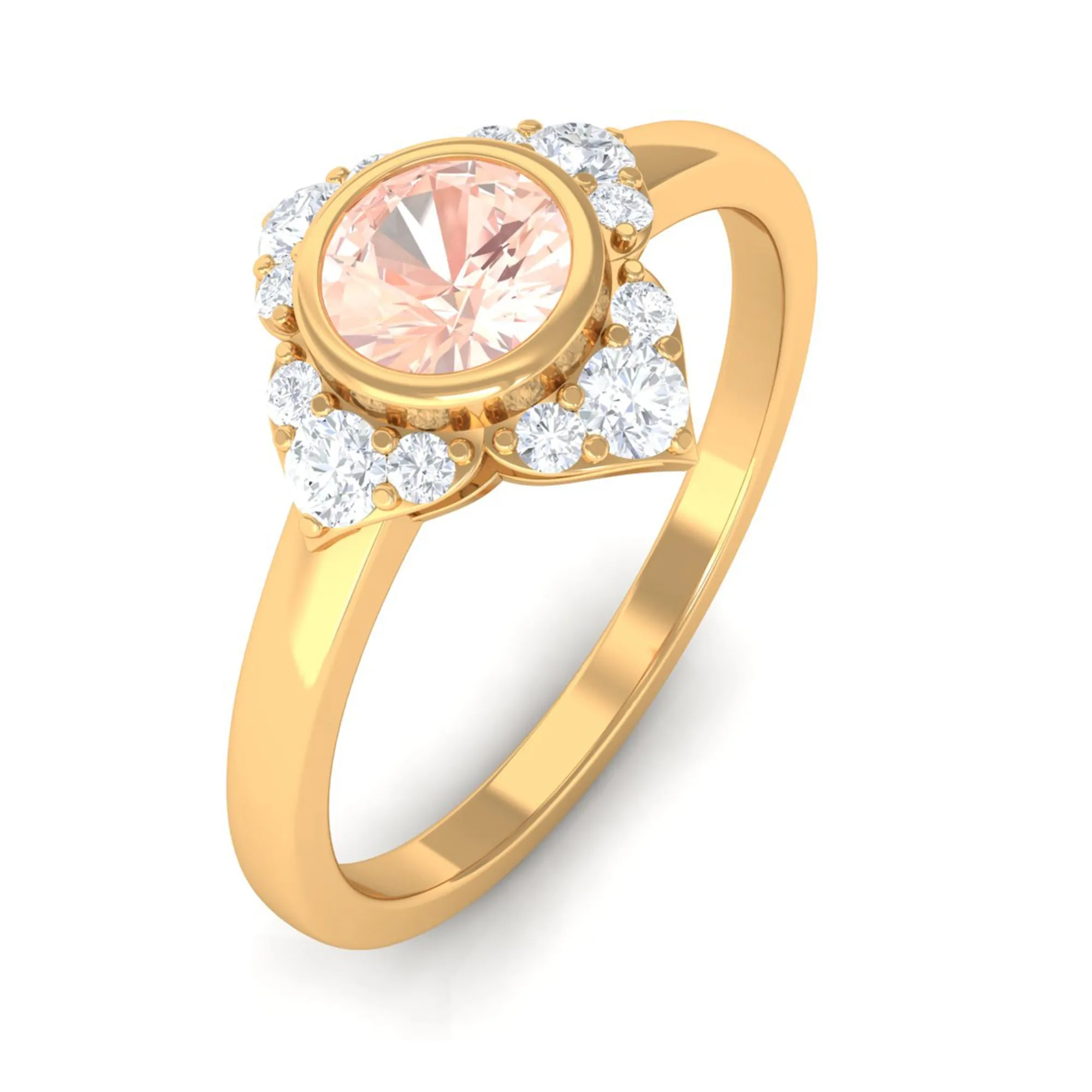 Vintage Morganite Flower Engagement Ring with Diamond