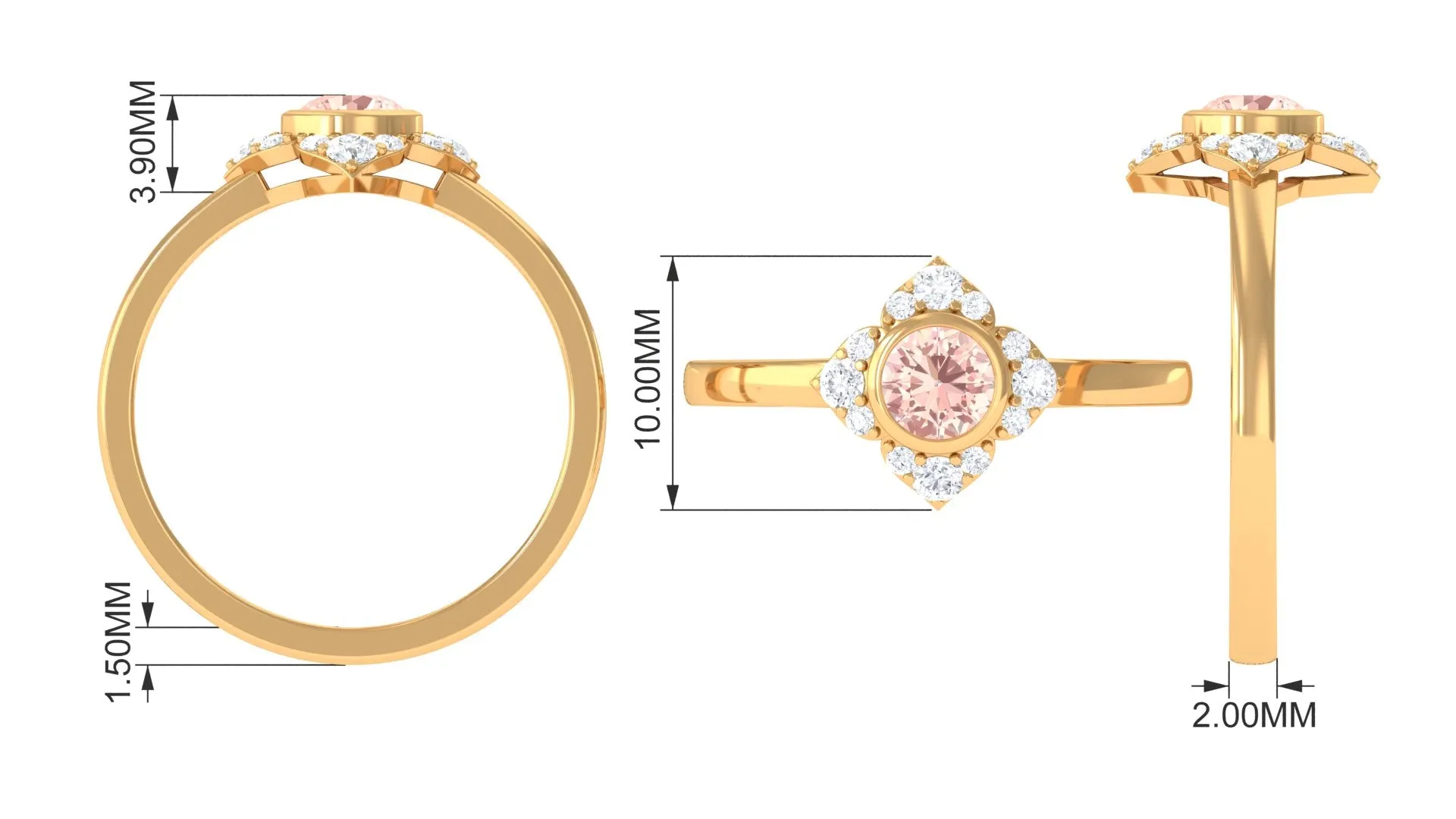 Vintage Morganite Flower Engagement Ring with Diamond