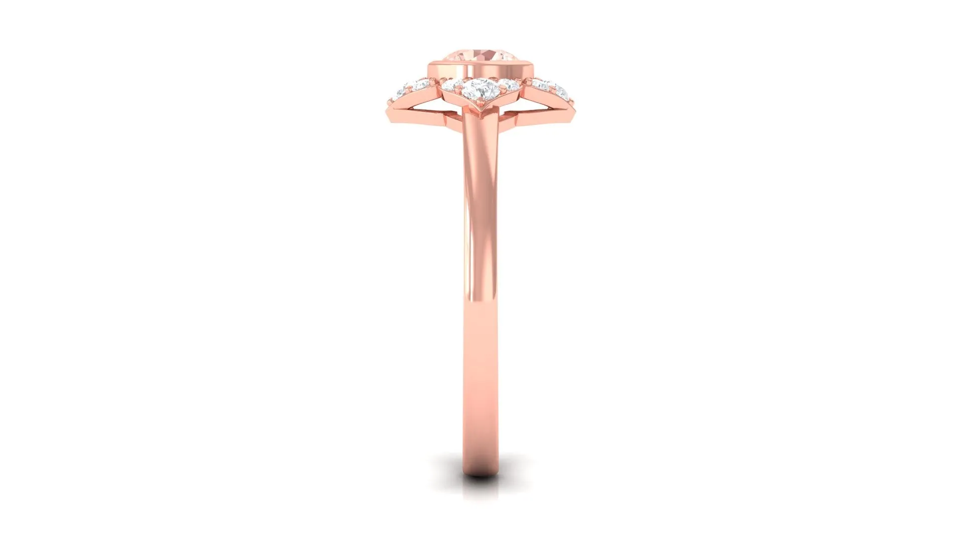 Vintage Morganite Flower Engagement Ring with Diamond