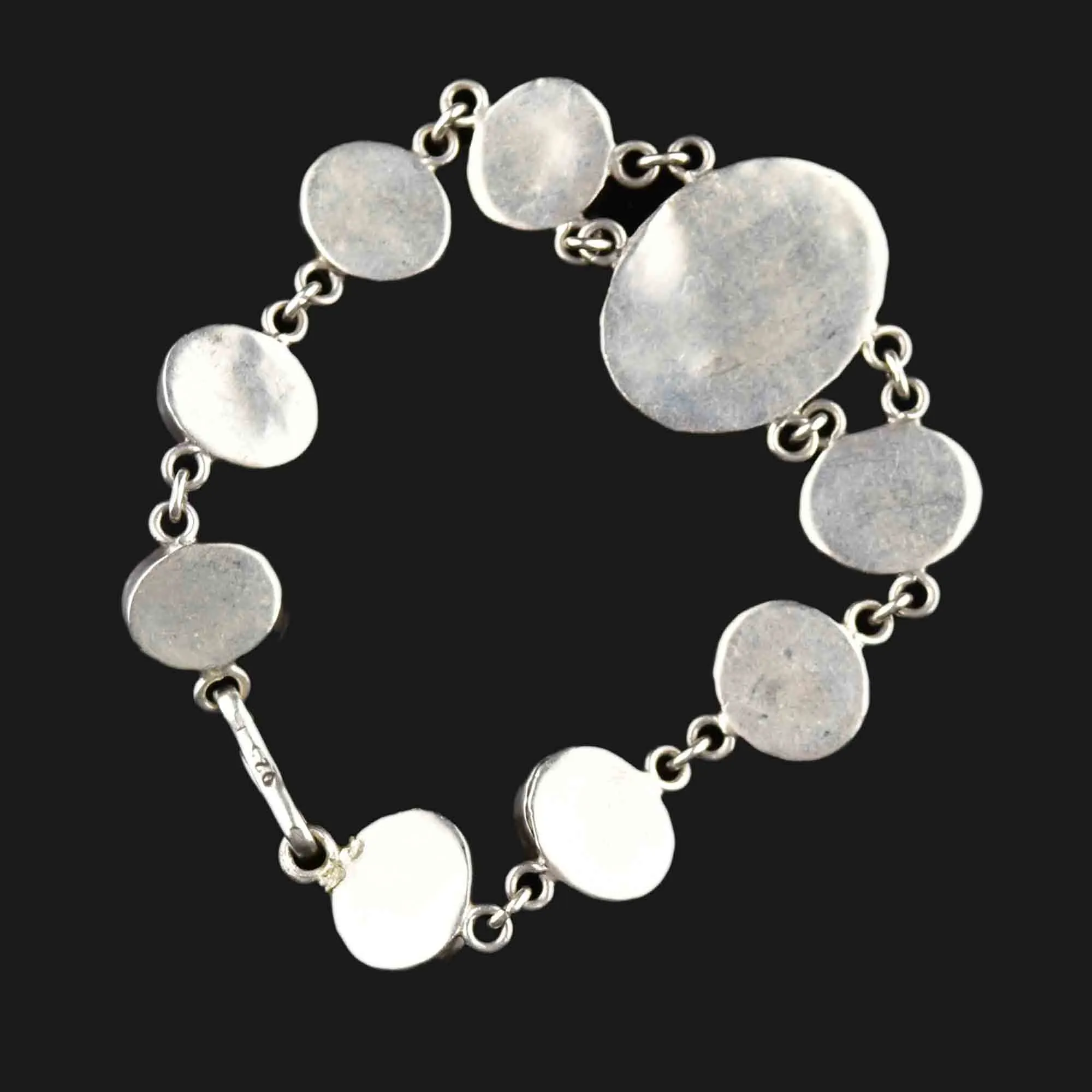 Vintage Silver Lapis Lazuli Link Chain Bracelet