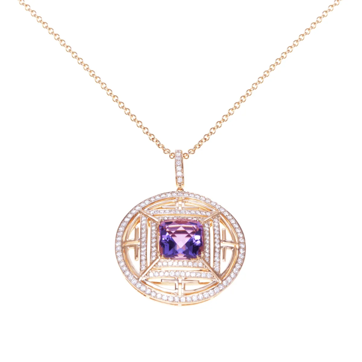 Women’s Necklace - Chameleon - Amethyst Necklace - Red Gold®