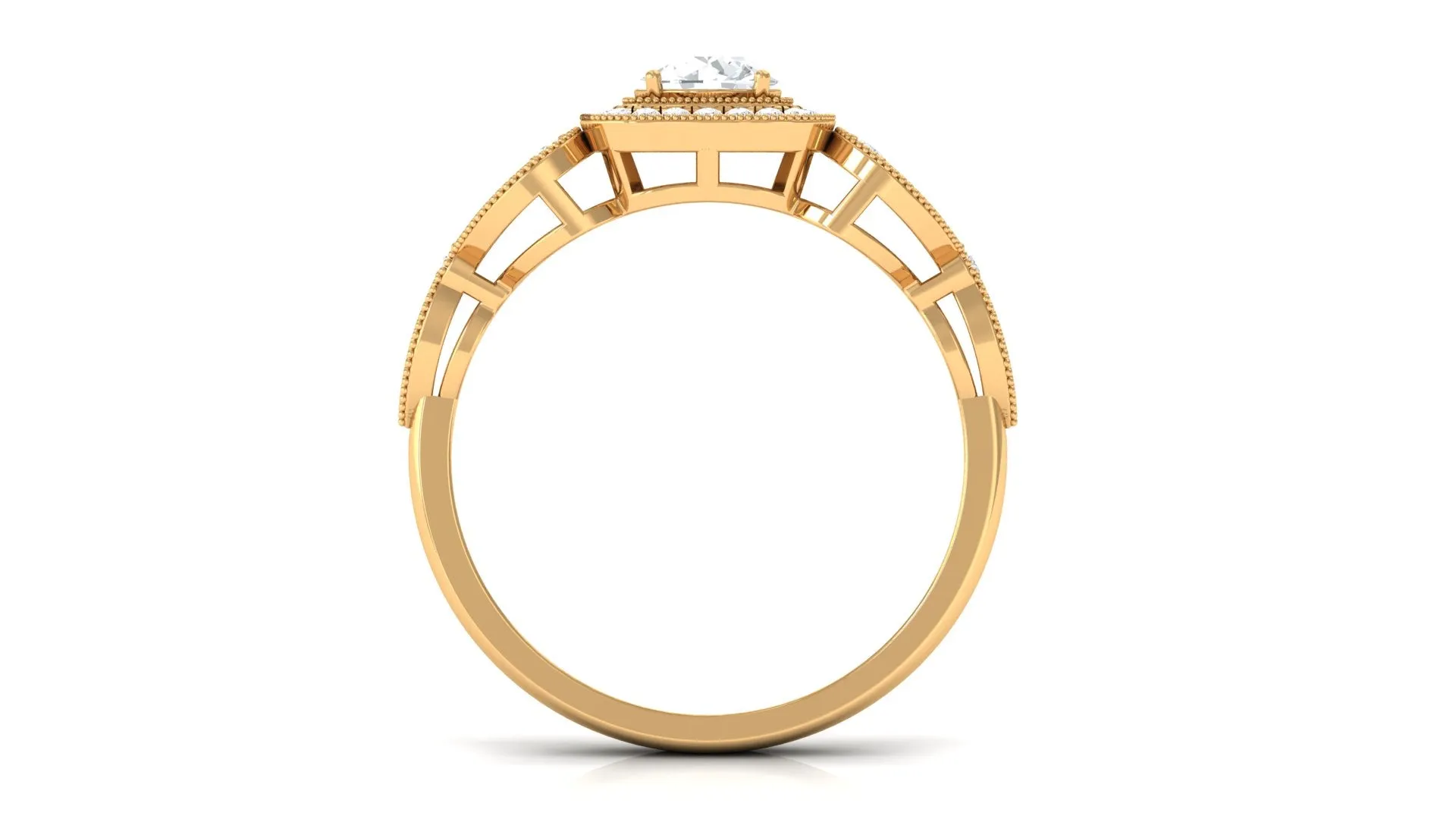 Zircon Vintage Inspired Halo Engagement Ring