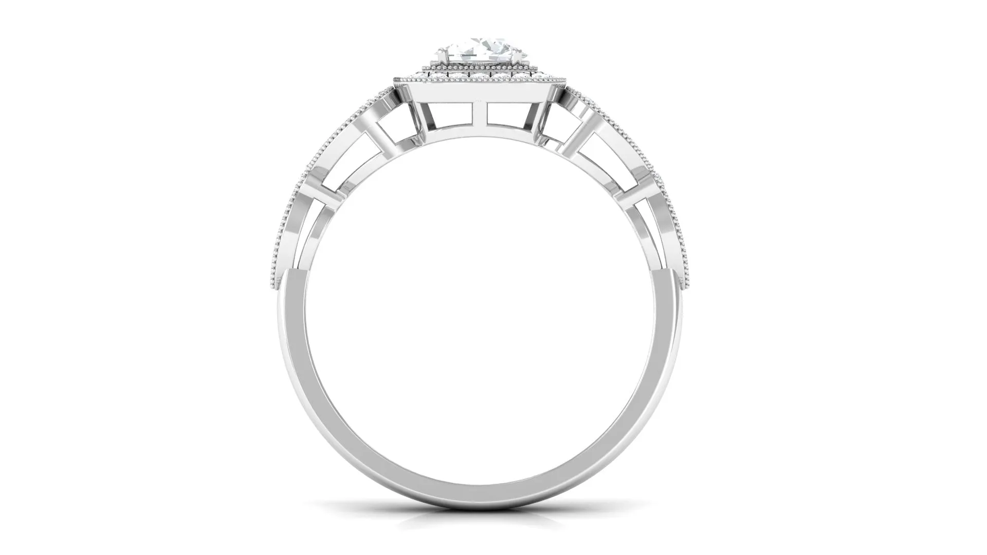 Zircon Vintage Inspired Halo Engagement Ring