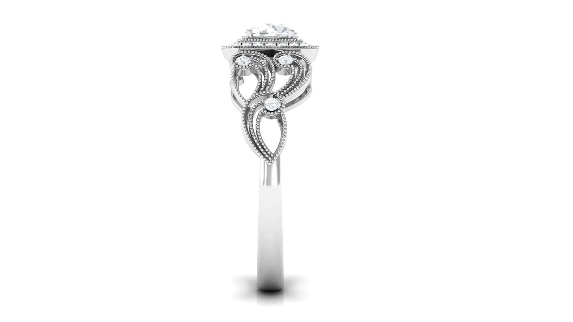 Zircon Vintage Inspired Halo Engagement Ring