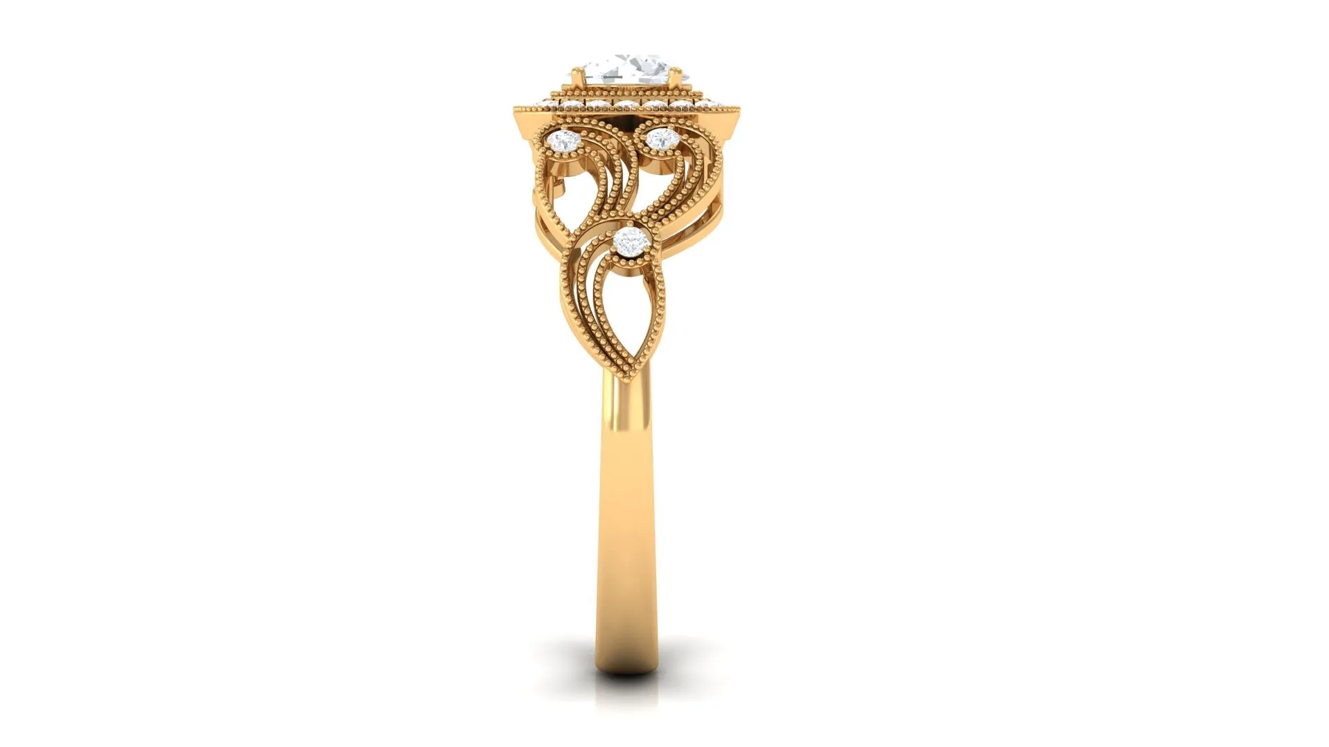 Zircon Vintage Inspired Halo Engagement Ring